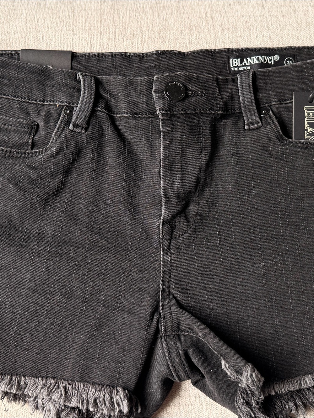 NWT - Blank NYC Black Denim Shorts - Frayed Hem